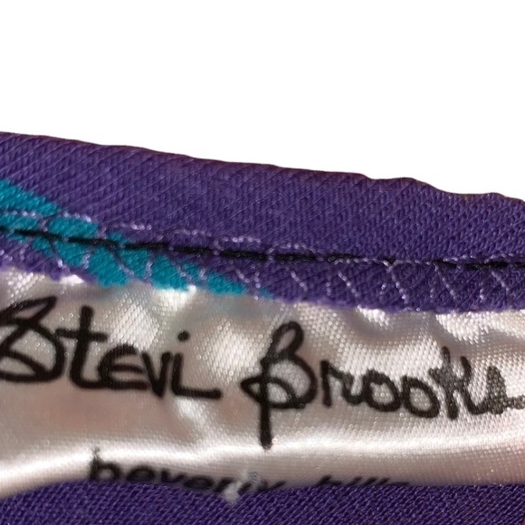 VINTAGE Stevi Brooks Striped Shoulder Tie Bodysuit Size Medium - Picture 5 of 8